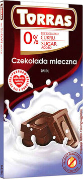 Milk chocolate, 0% gluten-free sugar, 75 g TORRAS